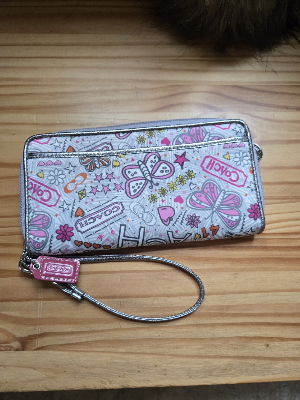 Coach Graffiti Pink Butterfly Wristlet Wallet